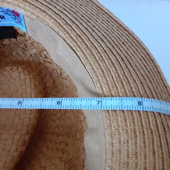The Hatter Co Raffia Brim Hat Straw Woven Beach Summer Brimmed Golf Hat Resort - Picture 9 of 11